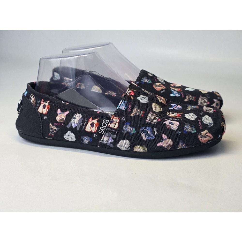 BOBS by Skechers Women's Shoes Size 8.5 Black Canvas Slip On Dogs Ballets‎ - Picture 6 of 11